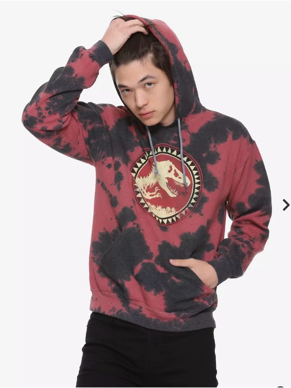 Jurassic World Jurassic Park Red & Black Tie-Dye Hoodie Men’s size XL